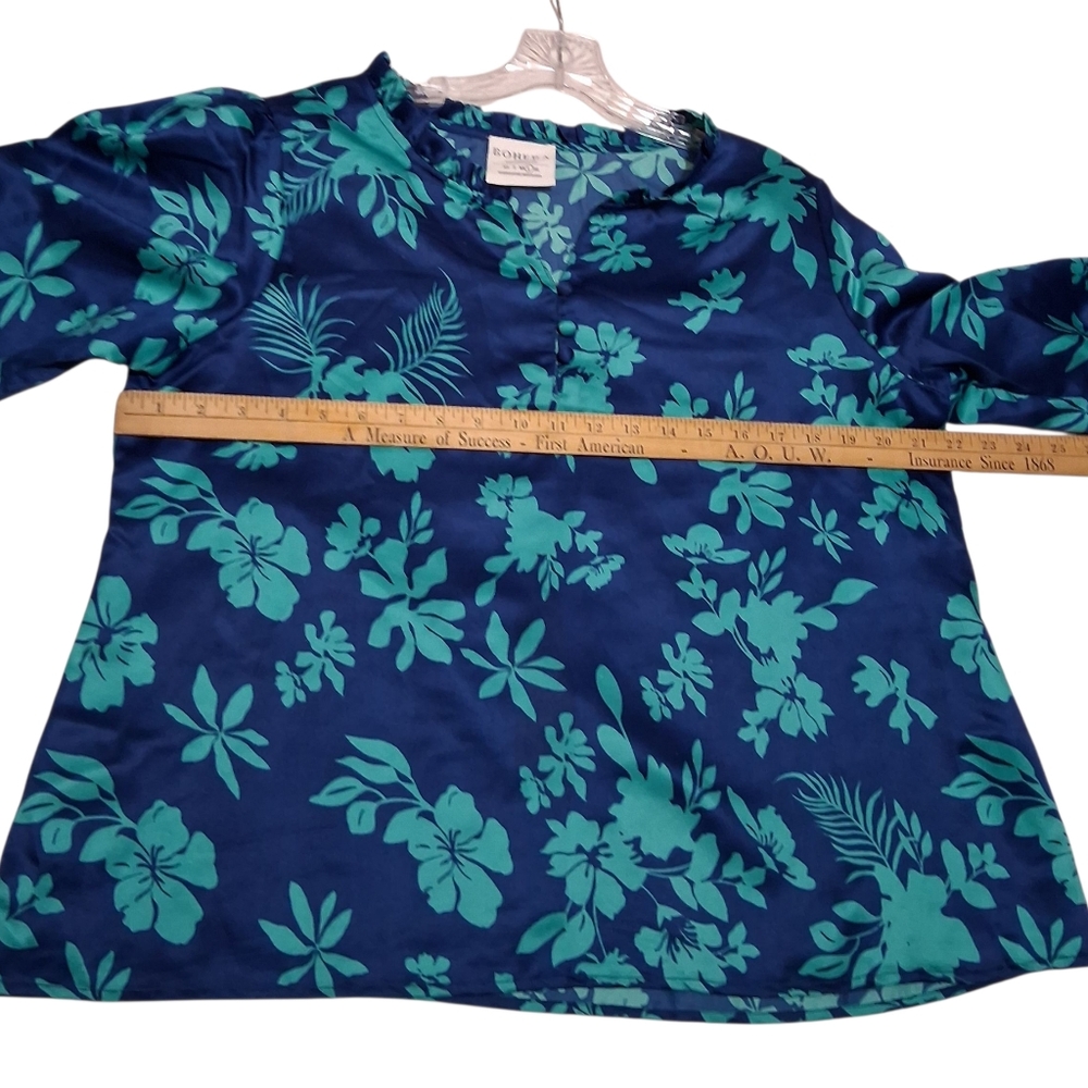 SALE EUC Womens Bohera Sz. L Blue/Green Floral Long Sleeve Pullover Blouse. - Picture 4 of 10